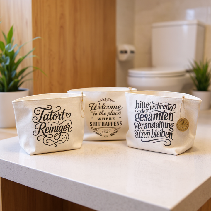 Utensilo für Toilettenpapier – Aufbewahrungskorb WC Ersatzrollen – Körbchen Badezimmer Gäste-WC – in 2 Größen & Motiven**