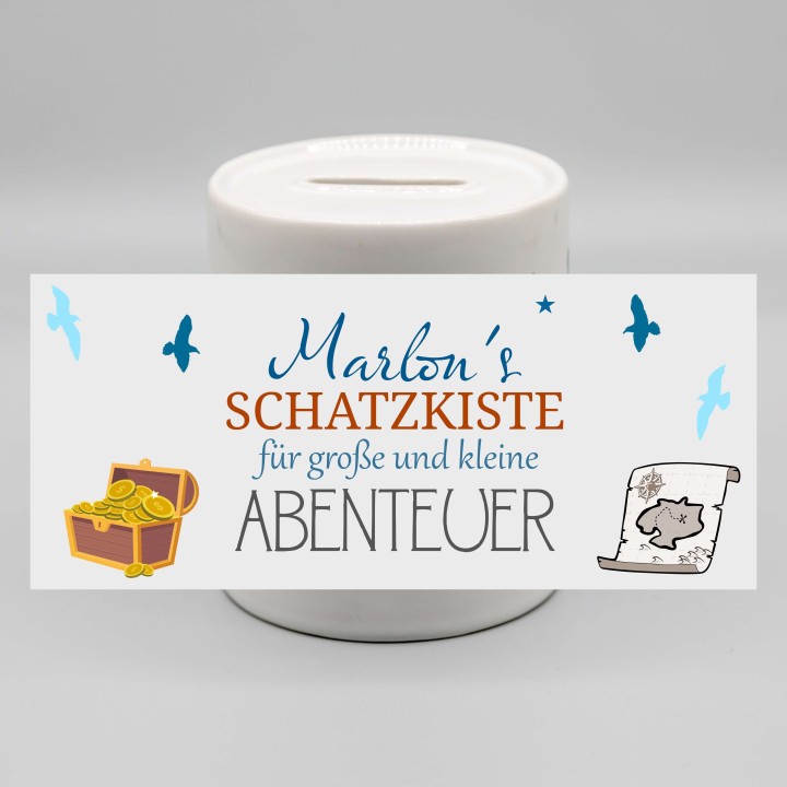 Spardose "Schatzkiste" personalisiert mit Wunschname