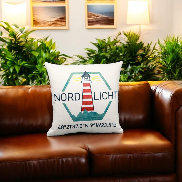 Kissen "Nordlicht" mit Wunschkoordinaten